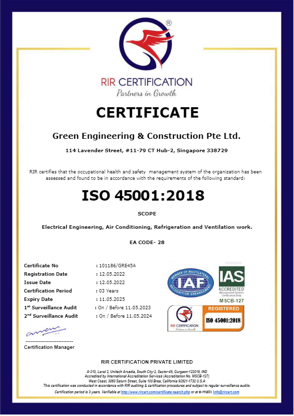 ISO 45001:2018 Certificate